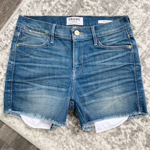 Frame Le High Raw Hem Denim Shorts